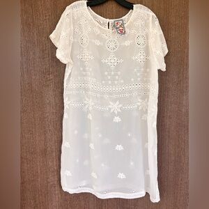Johnny Was White Embroidered Tunic or Dress/Cover Up